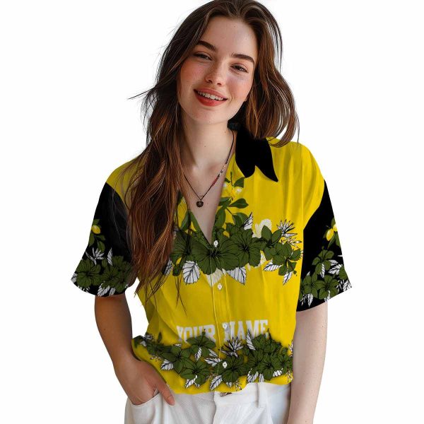 Lemon Hibiscus Stripe Hawaiian Shirt Trendy