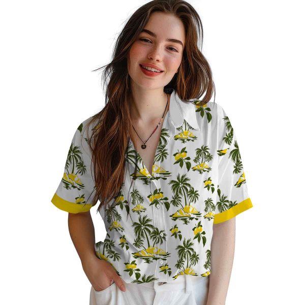 Lemon Palm Island Print Hawaiian Shirt Trendy