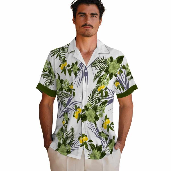 Lemon Patriotic Hibiscus Design Hawaiian Shirt High quality