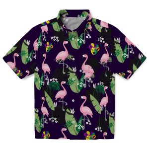 Mardi Gras Flamingo Leaf Motif Hawaiian Shirt Best selling