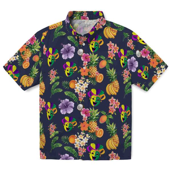 Mardi Gras Hibiscus And Fruit Hawaiian Shirt Best selling