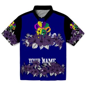 Mardi Gras Hibiscus Stripe Hawaiian Shirt Best selling