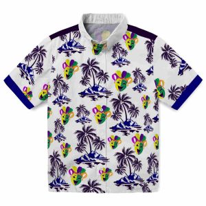 Mardi Gras Palm Island Print Hawaiian Shirt Best selling