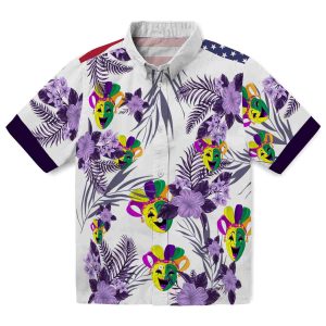 Mardi Gras Patriotic Hibiscus Design Hawaiian Shirt Best selling