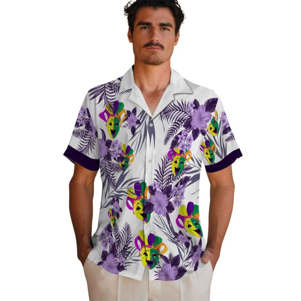 Mardi Gras Patriotic Hibiscus Design Hawaiian Shirt High quality