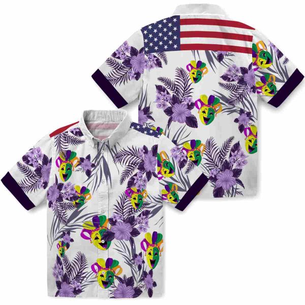 Mardi Gras Patriotic Hibiscus Design Hawaiian Shirt Latest Model