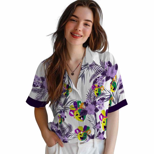 Mardi Gras Patriotic Hibiscus Design Hawaiian Shirt Trendy