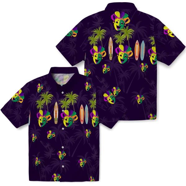 Mardi Gras Surfboard Palm Hawaiian Shirt Latest Model