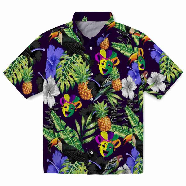 Mardi Gras Toucan Hibiscus Pineapple Hawaiian Shirt Best selling