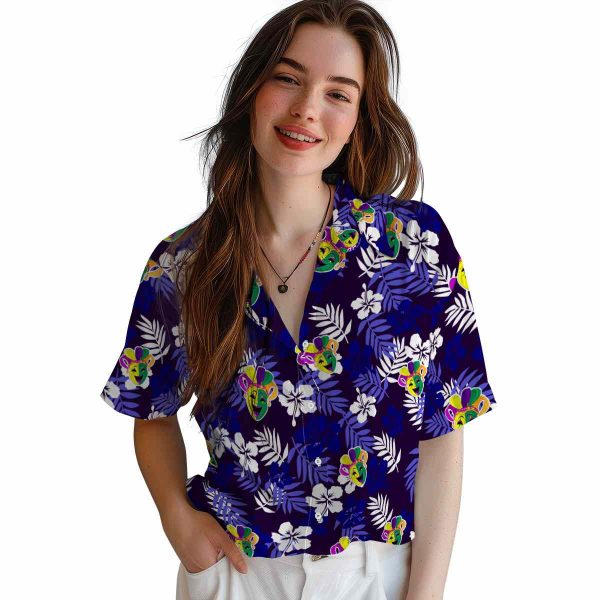 Mardi Gras Tropical Floral Hawaiian Shirt Trendy