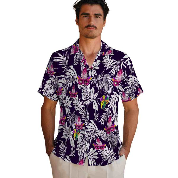 Mardi Gras Tropical Leaf Hawaiian Shirt High quality