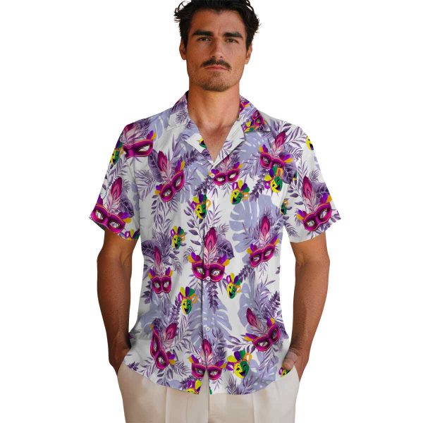 Mardi Gras Tropical Leaves Hawaiian Shirt High quality