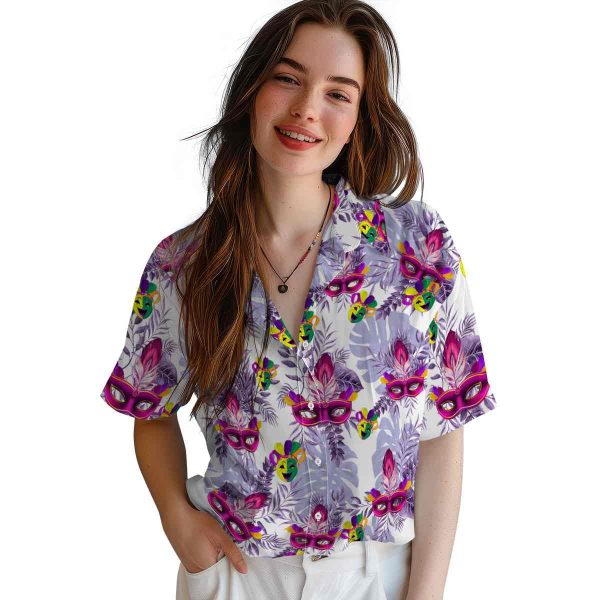 Mardi Gras Tropical Leaves Hawaiian Shirt Trendy