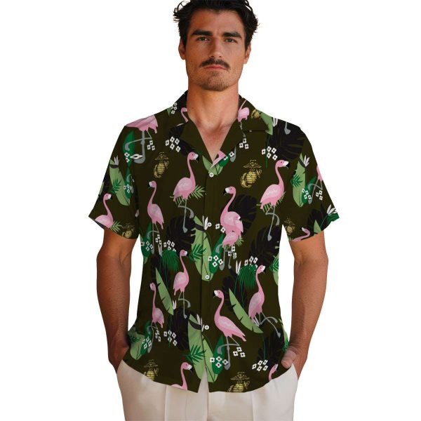 Marine Corps Flamingo Leaf Motif Hawaiian Shirt High quality