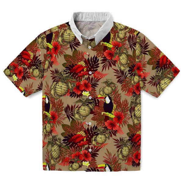 Marine Corps Floral Toucan Hawaiian Shirt Best selling