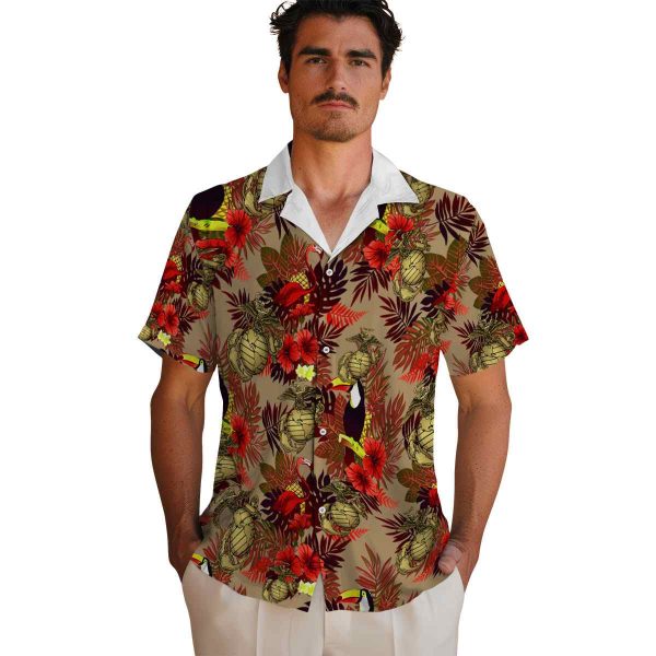 Marine Corps Floral Toucan Hawaiian Shirt High quality