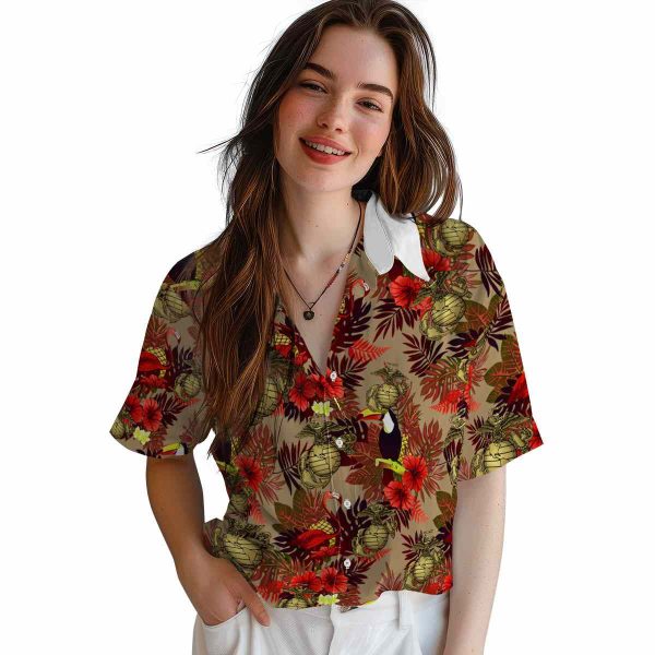 Marine Corps Floral Toucan Hawaiian Shirt Trendy