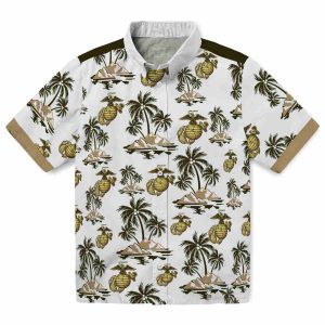 Marine Corps Palm Island Print Hawaiian Shirt Best selling