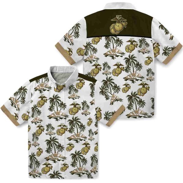 Marine Corps Palm Island Print Hawaiian Shirt Latest Model