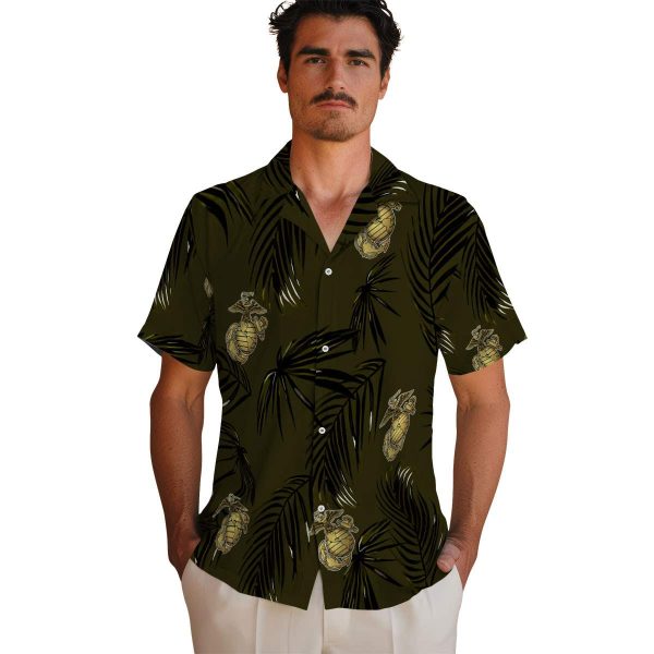 Marine Corps Palm Leaf Hawaiian Shirt High quality