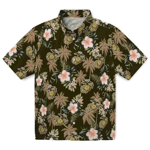 Marine Corps Palm Tree Flower Hawaiian Shirt Best selling