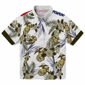 Marine Corps Patriotic Hibiscus Design Hawaiian Shirt Best selling