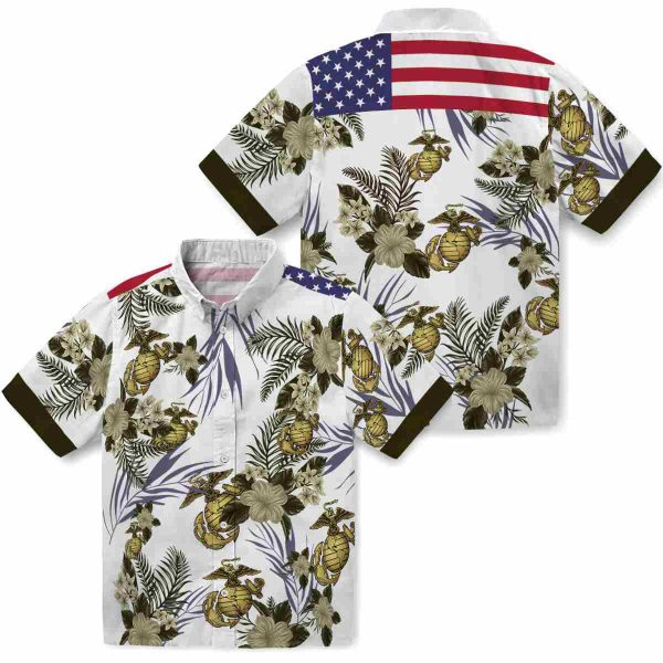 Marine Corps Patriotic Hibiscus Design Hawaiian Shirt Latest Model