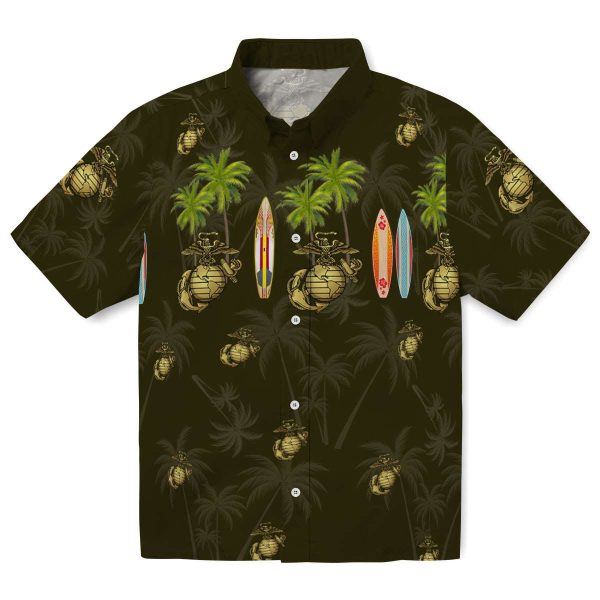 Marine Corps Surfboard Palm Hawaiian Shirt Best selling