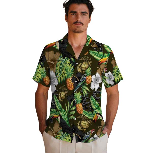 Marine Corps Toucan Hibiscus Pineapple Hawaiian Shirt High quality