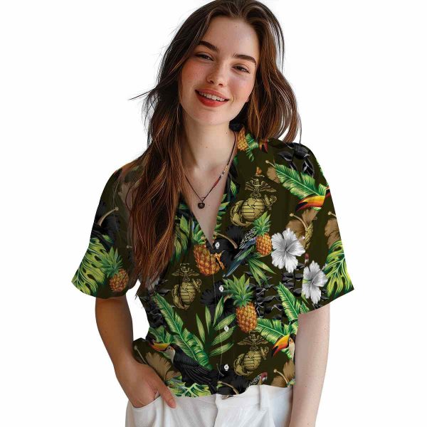 Marine Corps Toucan Hibiscus Pineapple Hawaiian Shirt Trendy