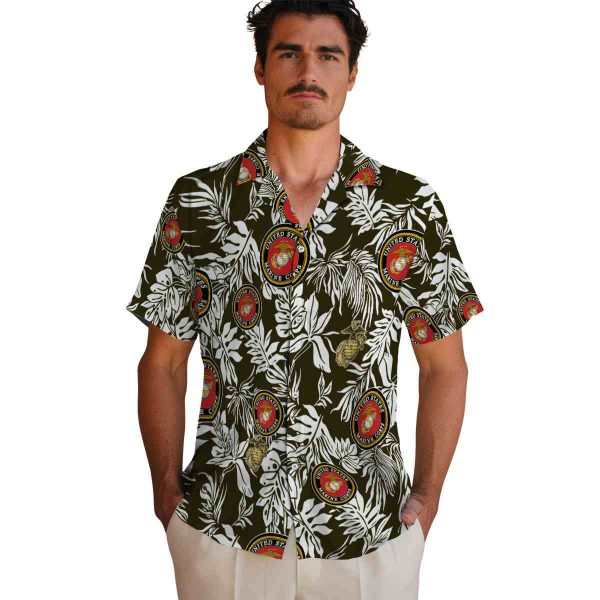 Marine Corps Tropical Leaf Hawaiian Shirt High quality