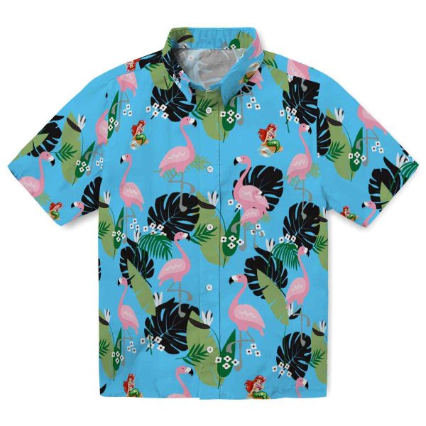 Mermaid Flamingo Leaf Motif Hawaiian Shirt Best selling