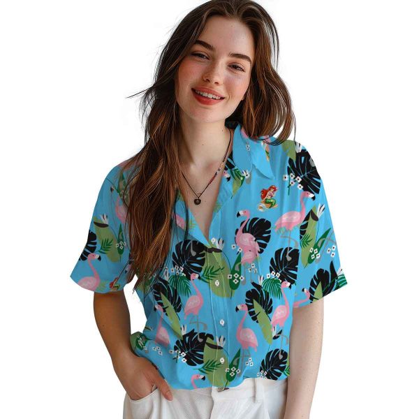 Mermaid Flamingo Leaf Motif Hawaiian Shirt Trendy