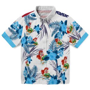 Mermaid Patriotic Hibiscus Design Hawaiian Shirt Best selling