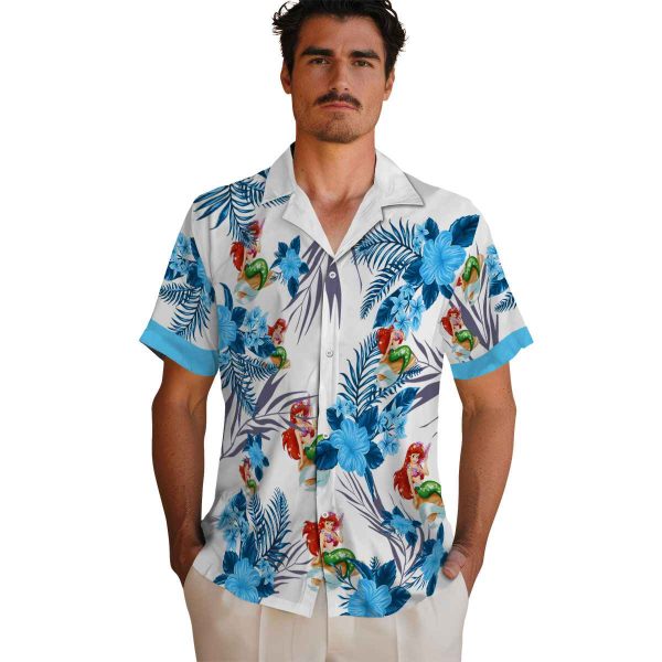 Mermaid Patriotic Hibiscus Design Hawaiian Shirt High quality