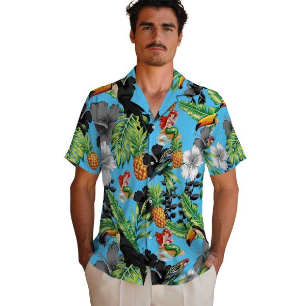 Mermaid Toucan Hibiscus Pineapple Hawaiian Shirt High quality