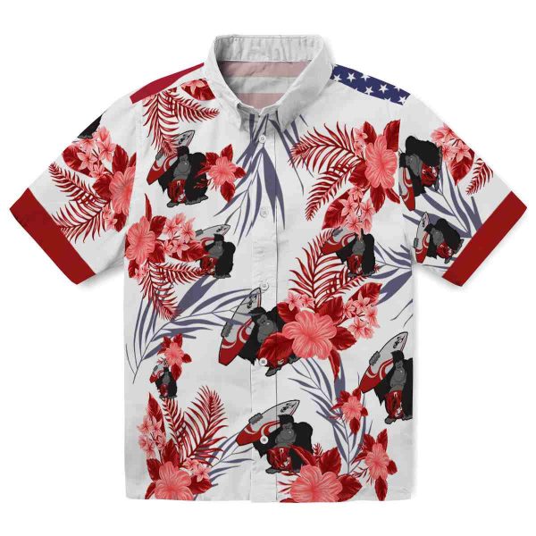 Monkey Patriotic Hibiscus Design Hawaiian Shirt Best selling