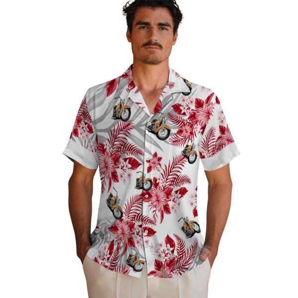 Motorcycle Hibiscus Palm Leaves Hawaiian Shirt High quality