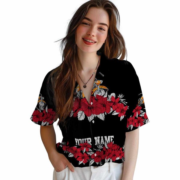 Motorcycle Hibiscus Stripe Hawaiian Shirt Trendy