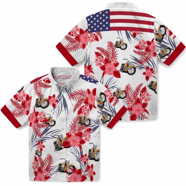 Motorcycle Patriotic Hibiscus Design Hawaiian Shirt Latest Model