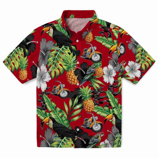 Motorcycle Toucan Hibiscus Pineapple Hawaiian Shirt Best selling