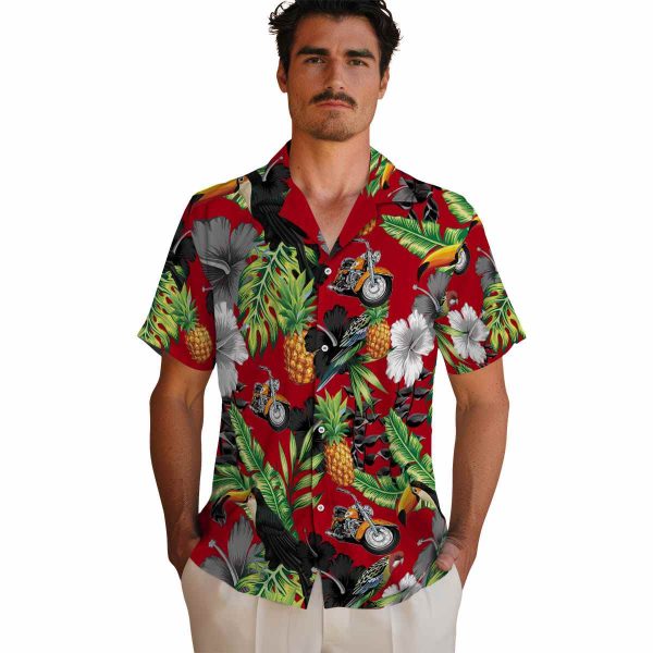 Motorcycle Toucan Hibiscus Pineapple Hawaiian Shirt High quality