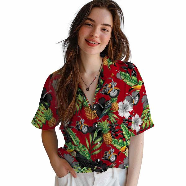 Motorcycle Toucan Hibiscus Pineapple Hawaiian Shirt Trendy