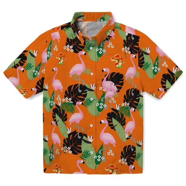 Mushroom Flamingo Leaf Motif Hawaiian Shirt Best selling