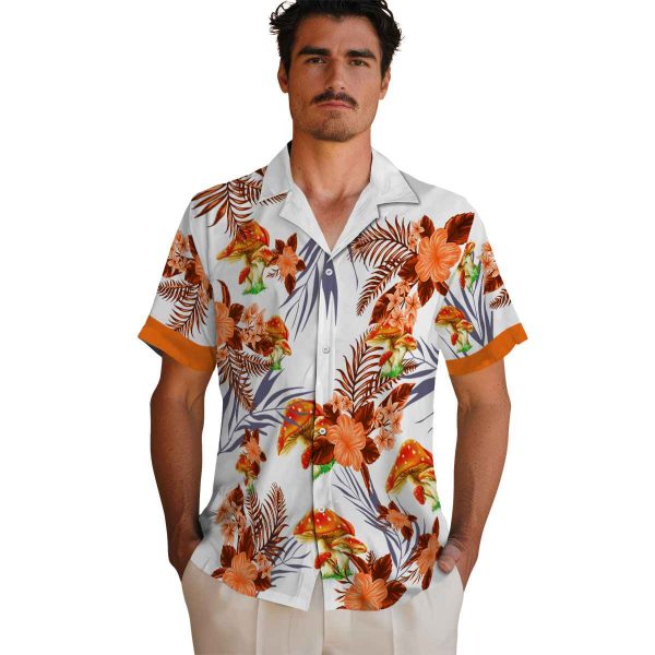 Mushroom Patriotic Hibiscus Design Hawaiian Shirt High quality