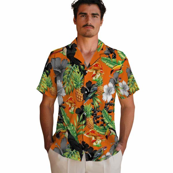 Mushroom Toucan Hibiscus Pineapple Hawaiian Shirt High quality