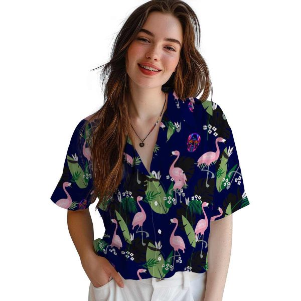 Neon Flamingo Leaf Motif Hawaiian Shirt Trendy