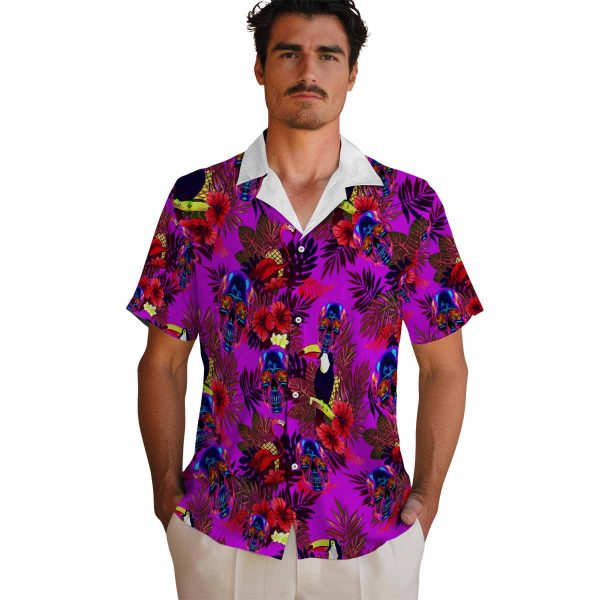 Neon Floral Toucan Hawaiian Shirt High quality