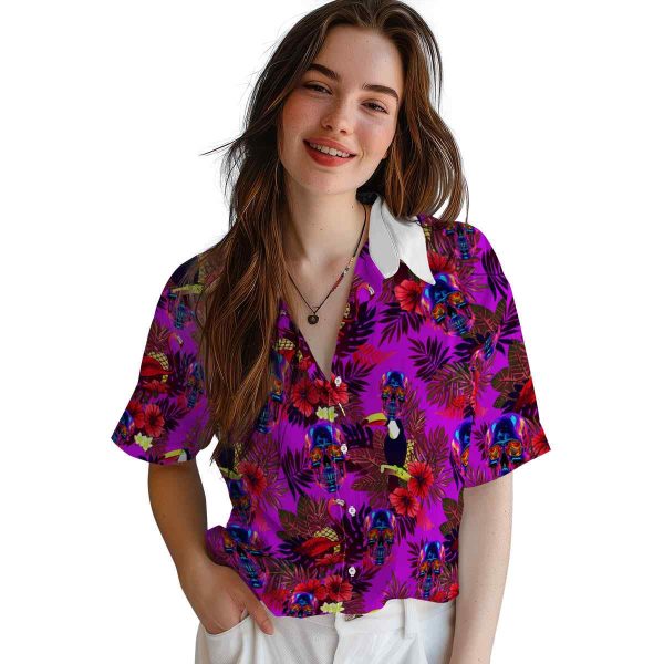 Neon Floral Toucan Hawaiian Shirt Trendy