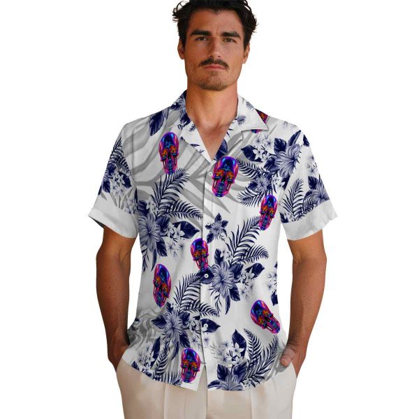 Neon Hibiscus Palm Leaves Hawaiian Shirt High quality